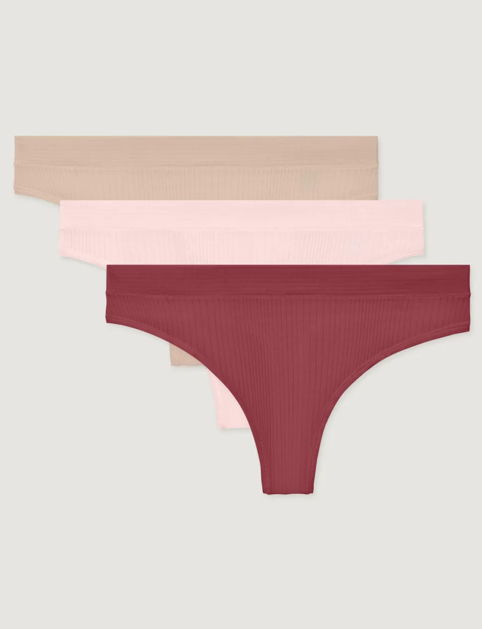 Women's Second Skin Luxe Rib Thong (3-Pack)