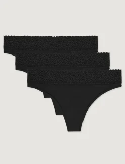 Women's Second Skin Thong, Lace Waist (5-Pack)