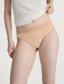 Women's Second Skin Thong, Lace Waist (5-Pack)