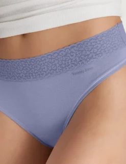 Women's Second Skin Thong, Lace Waist (3-Pack)