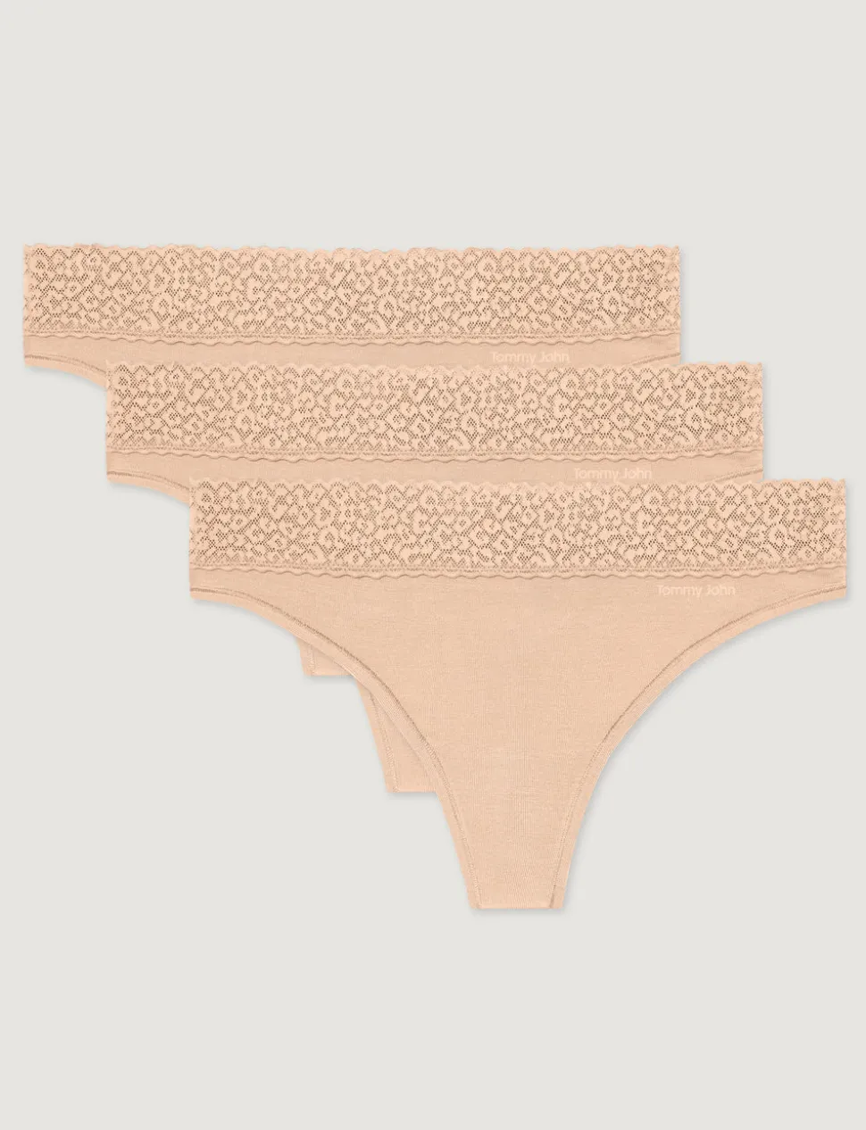 Women's Second Skin Thong, Lace Waist (3-Pack)
