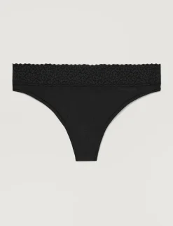 Women's Second Skin Thong, Lace Waist (3-Pack)