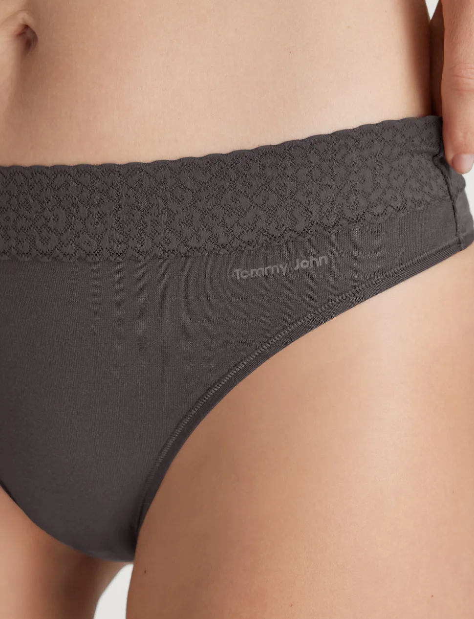 Women's Second Skin Thong, Lace Waist (3-Pack)