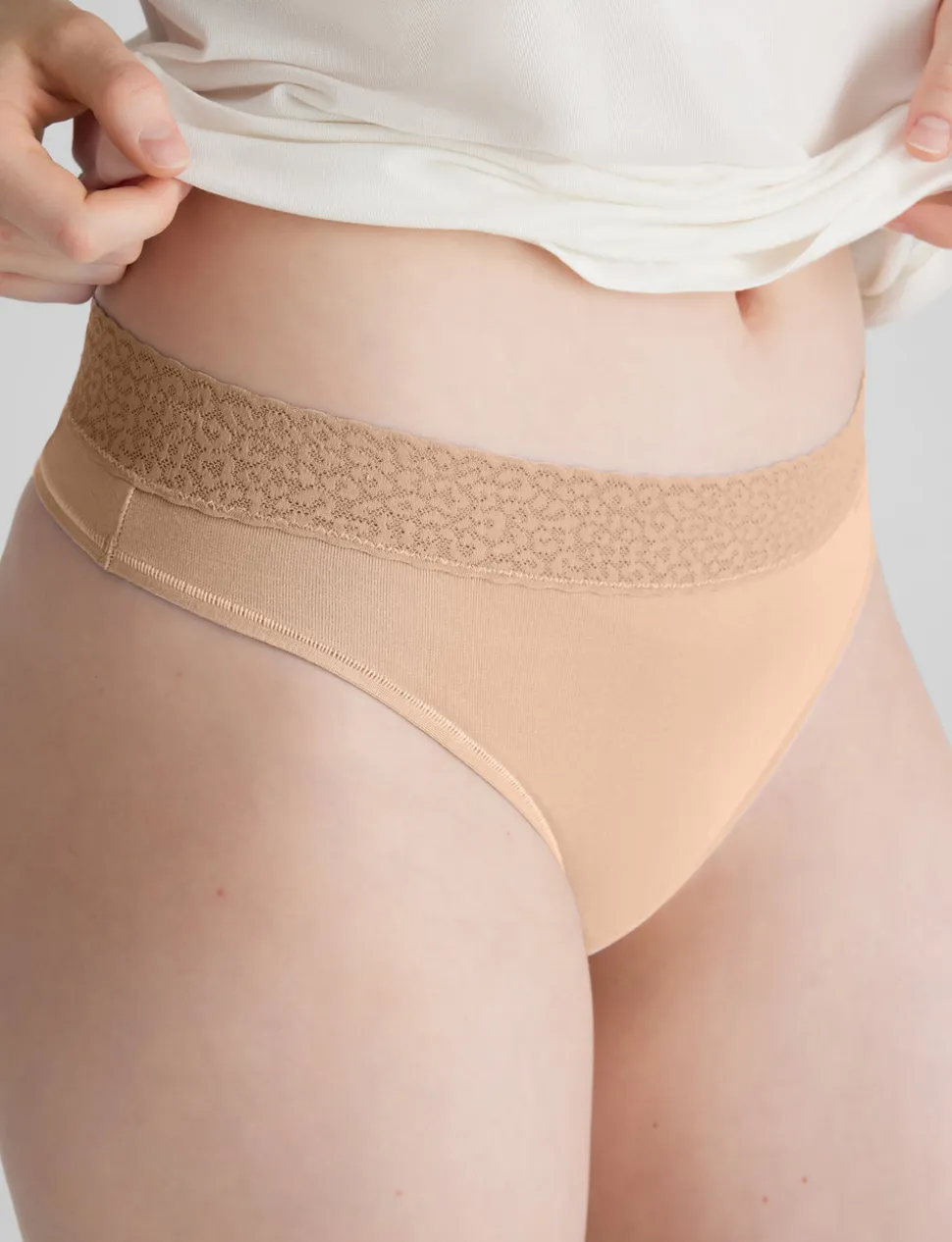 Women's Second Skin Thong, Lace Waist
