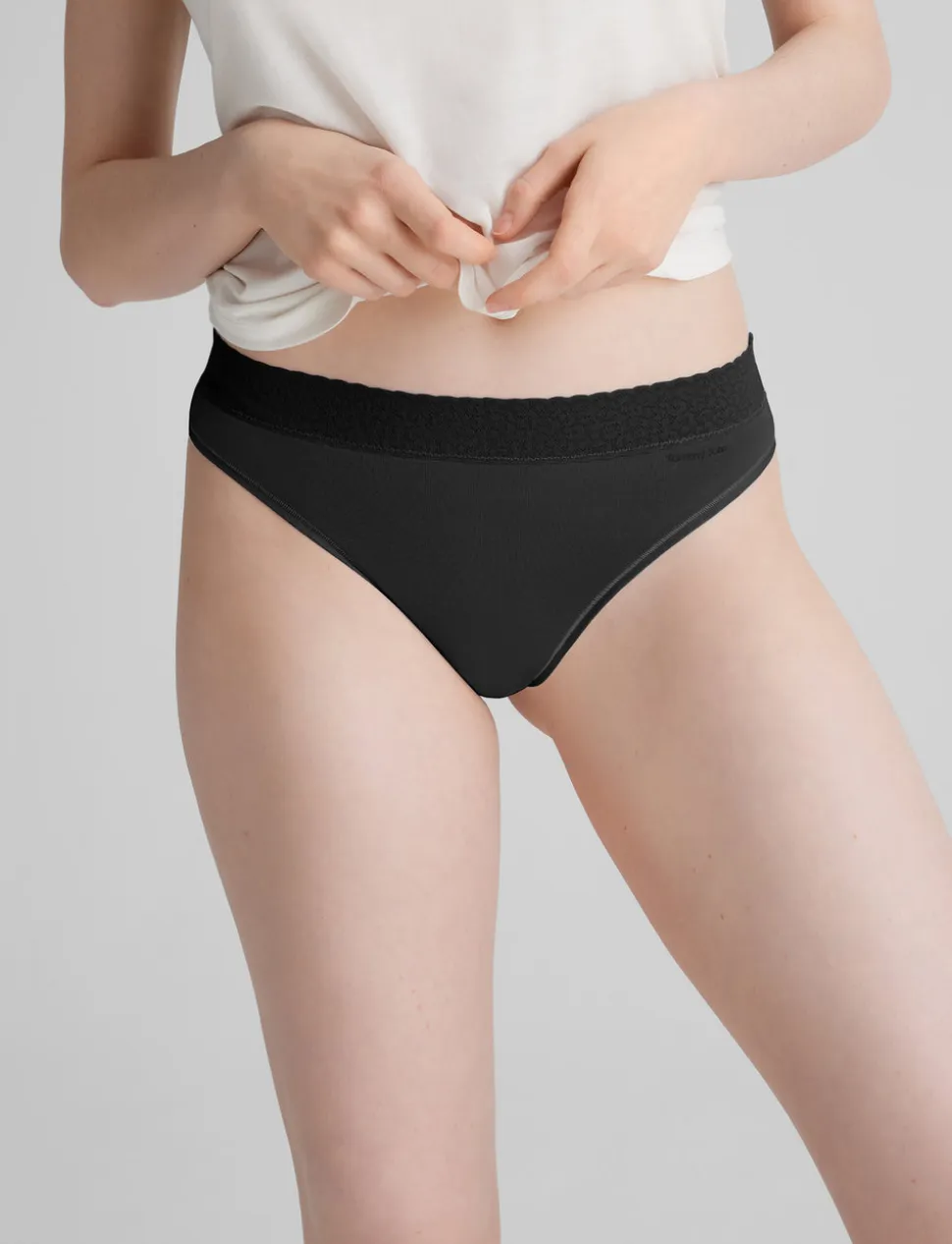 Women's Second Skin Thong, Lace Waist