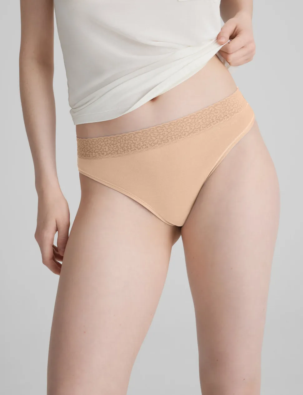 Women's Second Skin Thong, Lace Waist