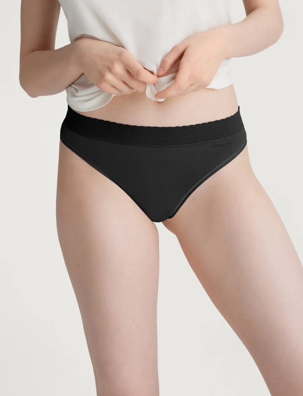 Women's Second Skin Thong, Lace Waist